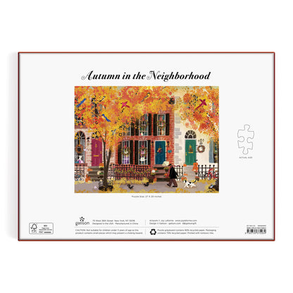 Galison Autumn in The Neighborhood 1000 Piece Puzzle from Galison - 27" x 20" Beautifully Illustrated Puzzle from Joy LaForme, Thick & Sturdy Pieces, Challenging Activity for Adults, Unique Gift Idea!
