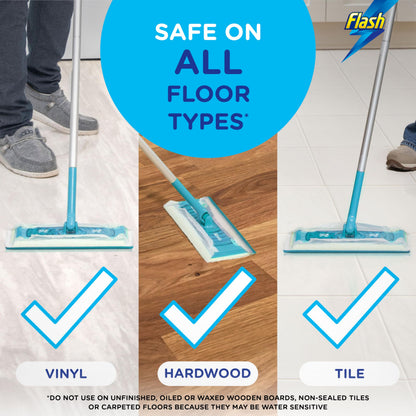 Flash Speedmop Floor Cleaner Starter Kit, Fast Easy and Hygienic (1 Handle, 8 Wet plus 16 Dry Refills), Trap and Lock Daily Dirt, Grease and Grime Without Getting Down On Your Knees