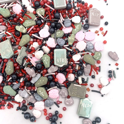 Sprinkles I 3.5 oz I Red And Black Sprinkle I Skull Bloody I Cake Cupcake Toppers Cookie Dessert Decorations
