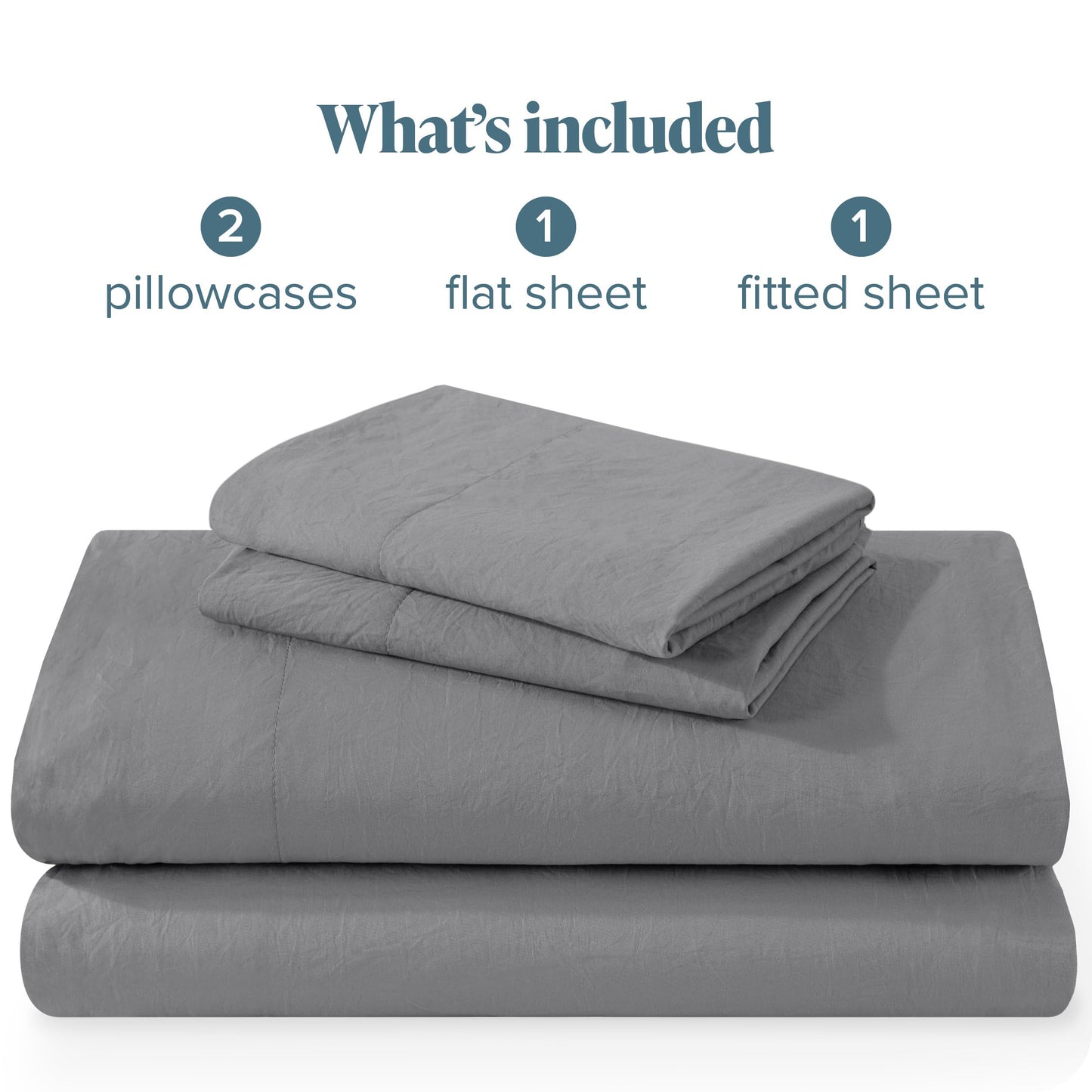 Bare Home Full Sheet Set - Luxury 1800 Ultra-Soft Stonewashed Microfiber - Double Brushed - Deep Pockets - Easy Fit - Breathable Bedding - Sheet Sets & Pillowcases (Full, Grey)