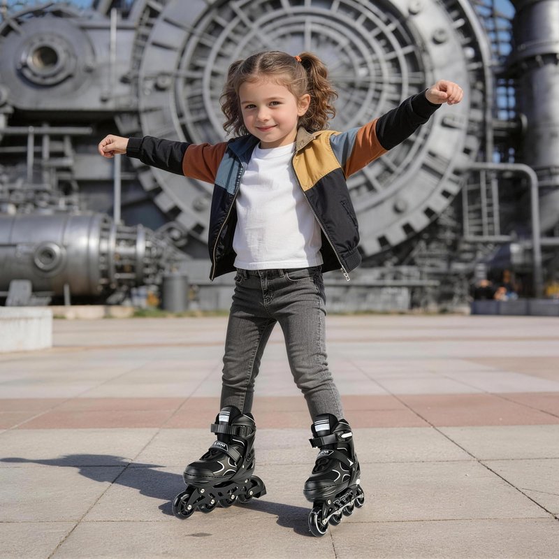 2PM SPORTS Inline Skates for Kids Girls Boys Ages 5-8 8-12 4-6 6-12 with Light Up Wheels, Adjustable Roller Skates Blades for Adults Men Women Male Beginners Youths, Black Large