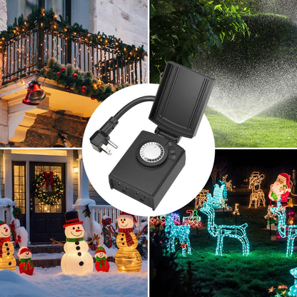 BN-LINK 24 Hour Heavy Duty Mechanical Timer, Outdoor Timer Outlet Waterproof with 30 Minutes Intervals, 2 Grounded Outlets for Christmas Lights Pool Pump,15A 1/2HP, ETL Listed(2 Pack)