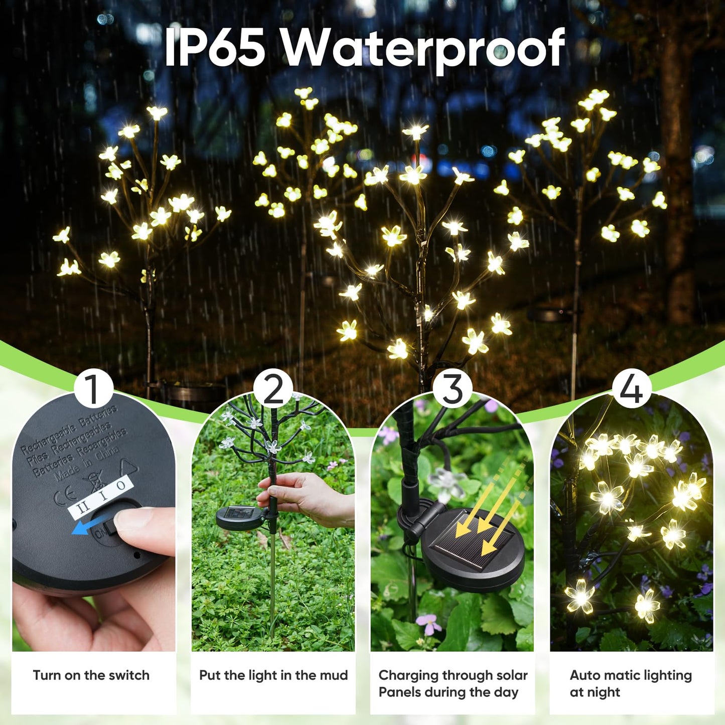 IUEECEN Solar Garden Lights Garden Decor, Solar Flowers Lights Outdoor Decorative,2Pack 40LED Solar Lights Outdoor Garden Waterproof for Outside Yard,Lawn,Patio,Pathway Decorations Gardening Gifts