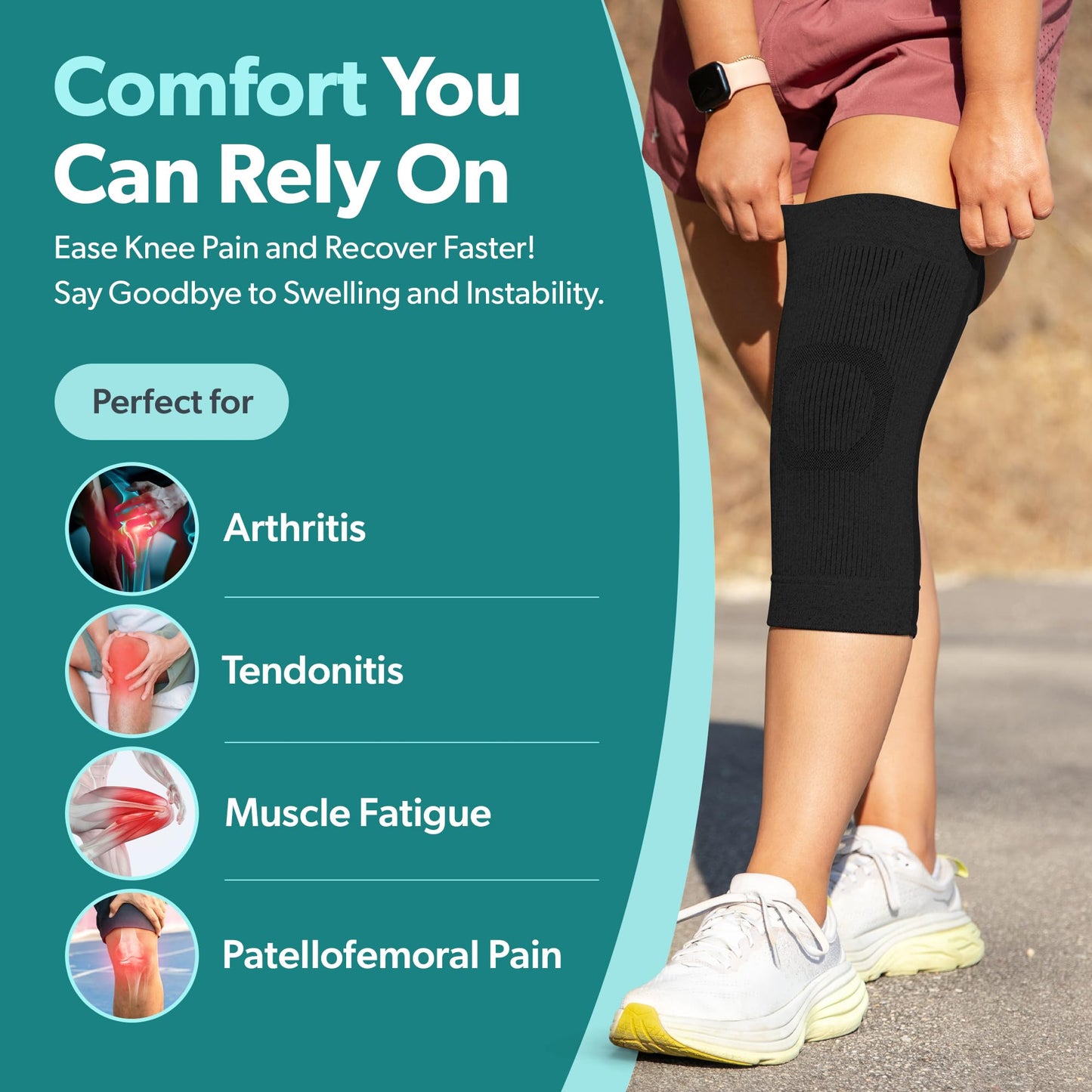 BraceAbility Knee Compression Sleeve - Knit Knee Pain Brace for Men or Women, Arthritis Relief, Meniscus Tear, Running, Workout, Sports, Swelling, Athletic Support for Joint Stability (XL/2XL Black)