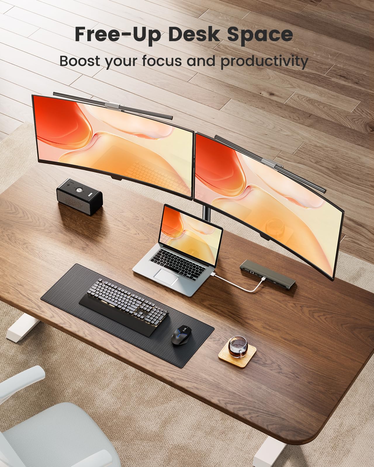 ErGear Dual Monitor Stand, Heavy Duty Adjustable Monitor Desk Mount for 2 Screens up to 32 Inches, Fully Adjustable Height, Tilt, Swivel, Rotate, Supports 17.6 lbs per Monitor Arm, Easy Installation