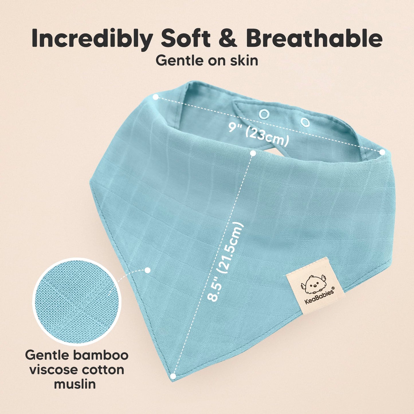 8-Pack Muslin Baby Bibs for Boys, Girls - Muslin Bandana Drool Bibs for Baby Girl & Boy, Drooling Newborn, Teething Toddler, Infant 0-36 Months, 100% Cotton Extra Absorbent & Soft (Nimbus)