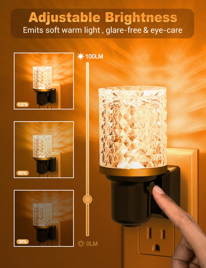 JandCase LED Night Light, Dimmable Night Lights Plug into Wall, Modern Nightlight with Auto On Off Light Sensor, 3000K Soft White Night Light 0-100LM Brightness for Bathroom Hallway Bedroom Decor