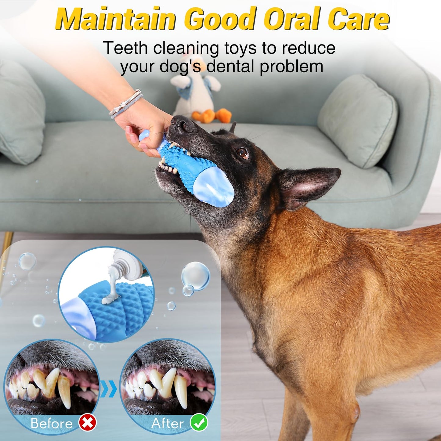 WinTour Tough Dog Toys for Aggressive Chewers, Indestructible Dog Chewers for Medium & Large Breeds,Squeaky Durable Chew Toys to Keep Them Busy, Reduce Boredom, Teeth Cleaning, Bacon Flavor