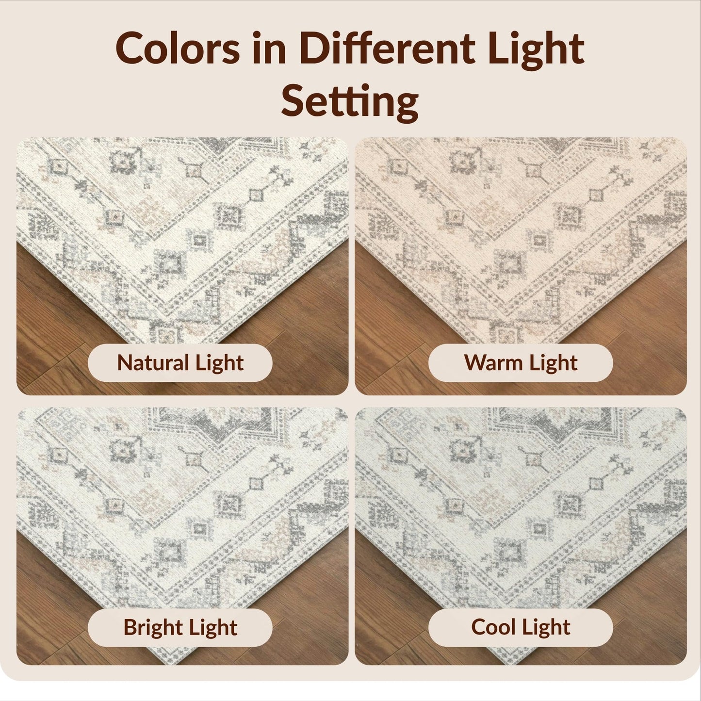 Design&I 8'x10' Washable Area Rug Traditional Medallion Centerpiece Rectangular Border Panel Design for Dining Room, Large Office, Lounge, Snag-Free Chair-Friendly Large