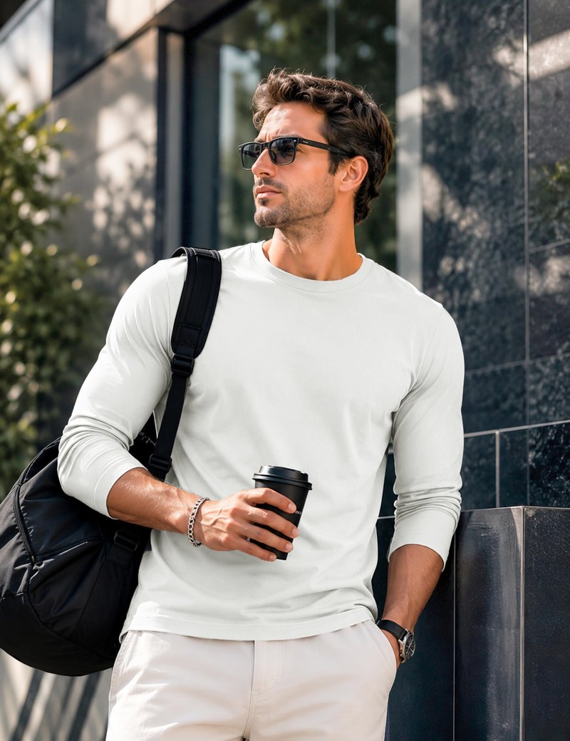 MAGCOMSEN Long Sleeve Shirts for Men Classic Basic Casual Winter Polyester Regular Fitted Long Sleeve Shirt White