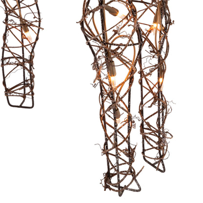 Alpine Corporation 35" Tall Outdoor Lighted Rattan Reindeer Christmas Yard Decoration with 60 Warm White LED Lights for Lawn Display, Brown