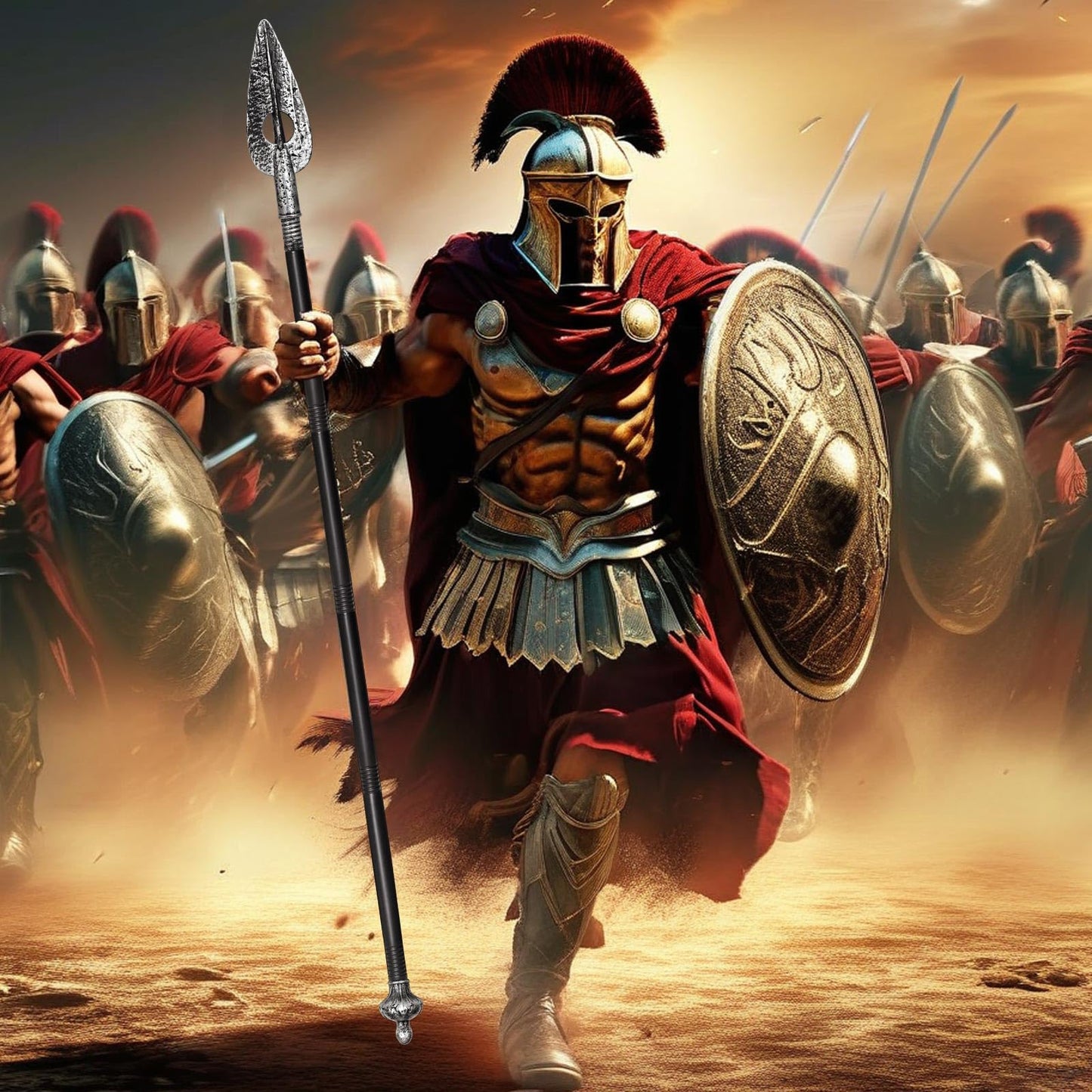 Spartan Spear 56In Medieval Roman Plastic Spear Prop Costume Accessory Weapon,Cosplay Vikings Role Play Decoration for Halloween Party