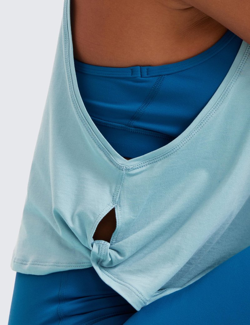 CRZ YOGA Pima Cotton Large Armhole Tank Tops for Women - Workout Sport Athletic Yoga Running Gym Loose Crop Sleeveless Shirts Deep Armhole-Pure Blue XX-Small