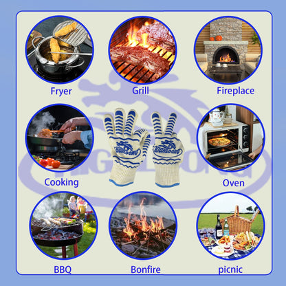 BBQ Gloves, Oven Gloves Original 2 Pack1472℉ Extreme Heat Resistant, Grilling Gloves Silicone Non-Slip Oven Mitts, Kitchen Gloves for BBQ, Grilling, Cooking, Baking