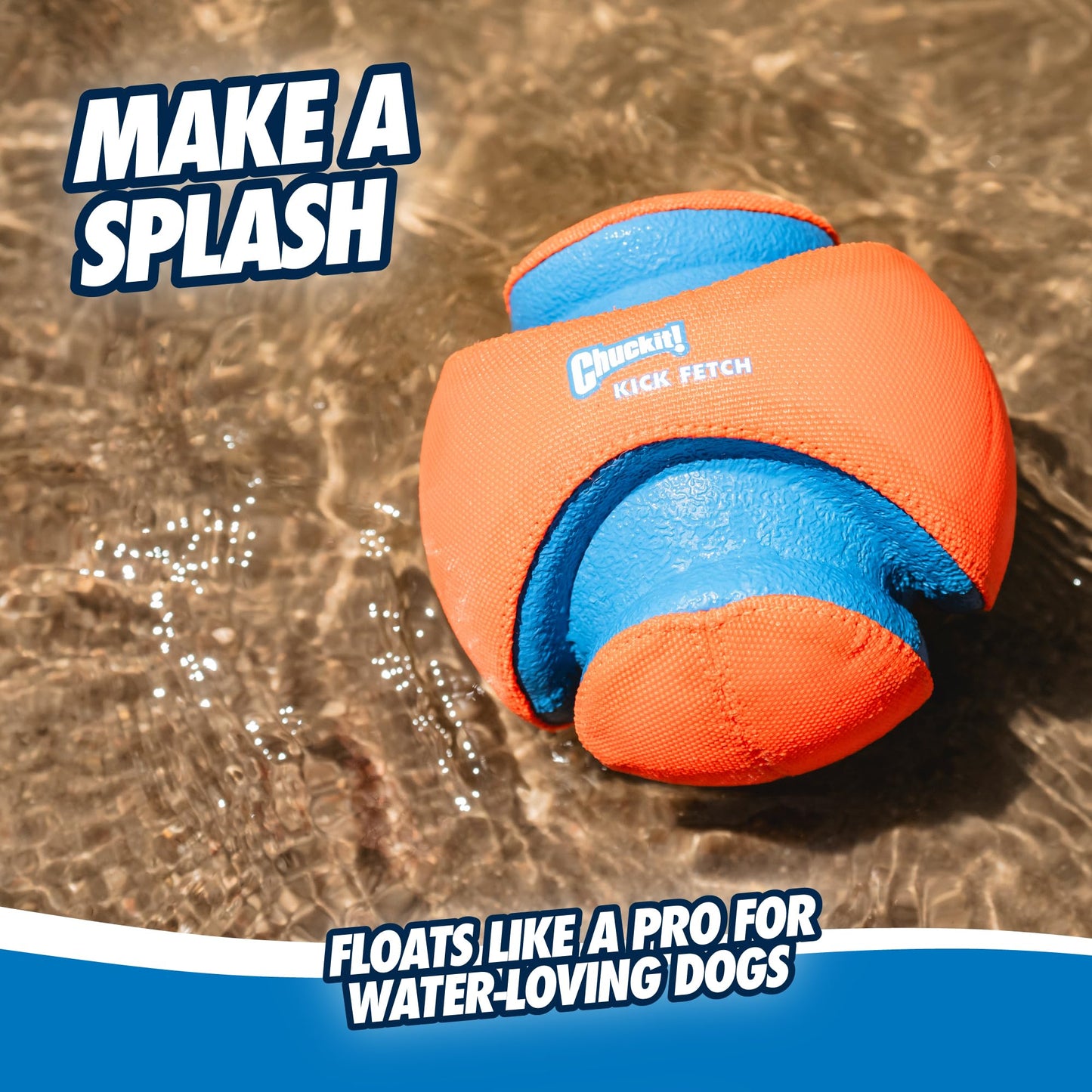 Chuckit! Kick Fetch Ball Dog Toy - Floats in Water - Perfect for Interactive Play - Made with Durable Rubber and Foam - For Large Dogs - Size Large - 8-inch Diameter - Pack of 1