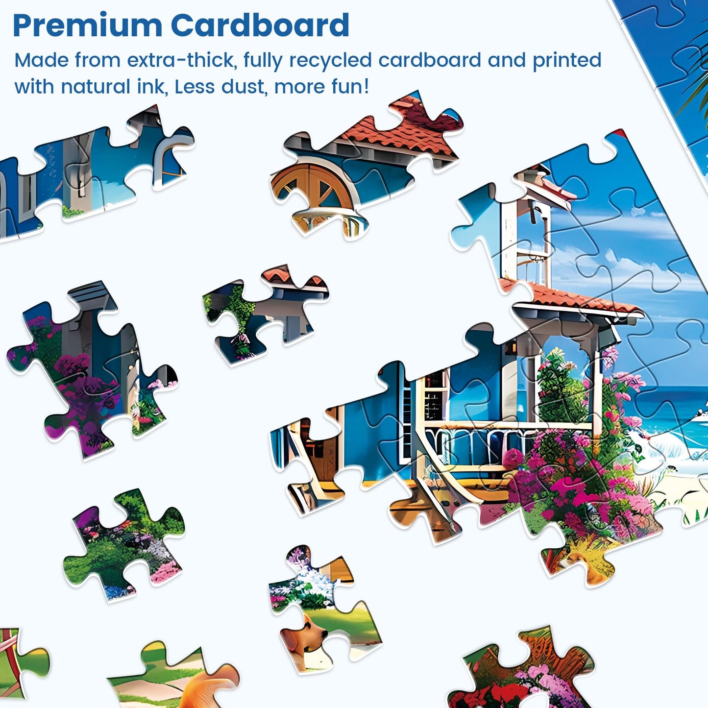 300 Pieces Puzzle for Adults | Beach House Puzzle | Recycled Cardboard Large Piece Jigsaw Puzzles 300 Pieces | Challenging Game Home Decor Birthday Party Gift Toy for Adults Kids Seniors 20.5*15 inch
