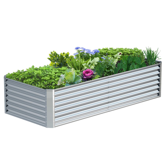 Ayen Guard 8x2x2FT Galvanized Raised Garden Bed,Galvanized Planter Boxes Outdoor, Large Metal Raised Garden Beds for Vegetables-Silver
