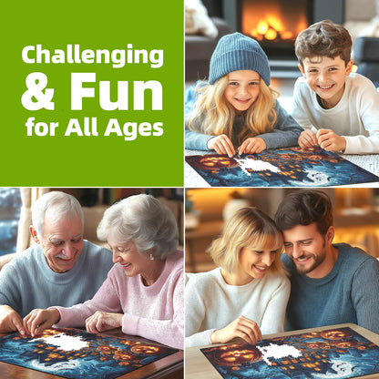 Halloween Jigsaw Puzzles 500 Pieces for Adults - Spooky Haunted House Puzzle with Jack-O-Lanterns, Bats & Full Moon - 500 Piece Puzzles for Adults, Families & Seniors - 23"x15"