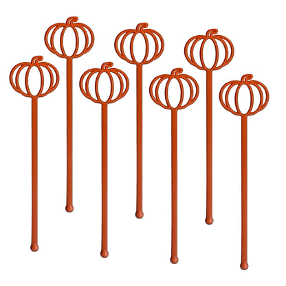 Coffee and Cocktail Stirrers, Reusable Plastic Drink Stirrer Sticks, 24 Swizzle Sticks, Use as a Cocktail Garnish or Cocktail Mixers, Halloween Party, Fall Party 6 inch (Pumpkin)