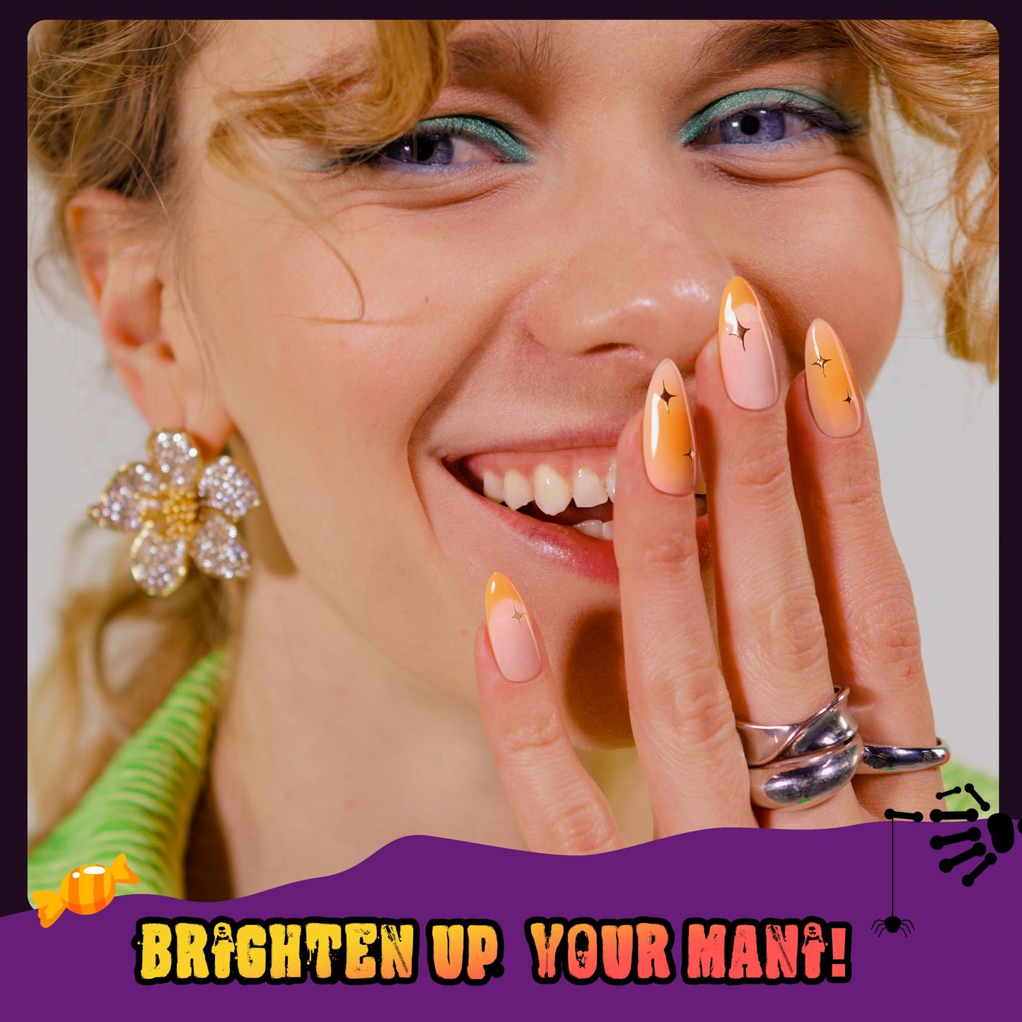 Beetles Halloween Gel Nail Polish Set - Hocus Pocus 6 Colors Gel Polish Kit, Orange Green Purple Black Red Glitter Fall Colors, Soak Off Nail Lamp UV LED Cured Nail Art Design Manicure Gift for Women