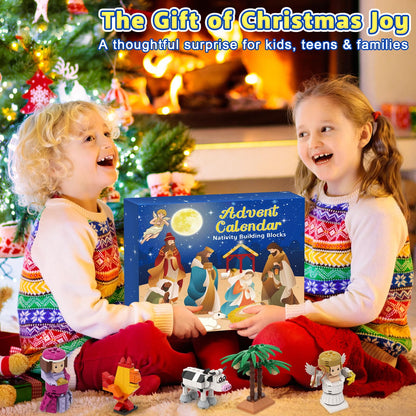 Nativity Advent Calendar 2025 Kids,24 Day Christmas Countdown Calendar Building Blocks Set,Surprise Xmas Gift for Adult,Teen Girls & Boys