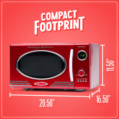 Nostalgia Retro Microwave Oven - 0.7 Cu Ft, 700-Watt Countertop Size with Glass Turntable, Child Safety Lock, 8 Auto-Cook Programs, Digital Clock - Aqua