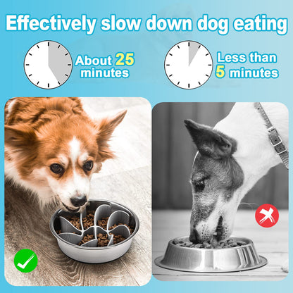 PETTOM Slow Feeder Insert for Dog Bowls - Silicone Cuttable Suitable for Small and Large Dog Bowls to Slow Down Eating - Anti-Slip Strong Suction