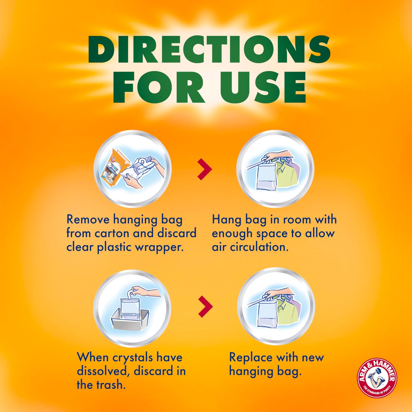 Arm & Hammer Essentials Hanging Moisture Absorber and Odor Eliminator, 17.5 oz., 3 Pack, Fragrance Free, Moisture Absorbers for Closets, Laundry Rooms and Bedrooms, Long-Lasting Freshness