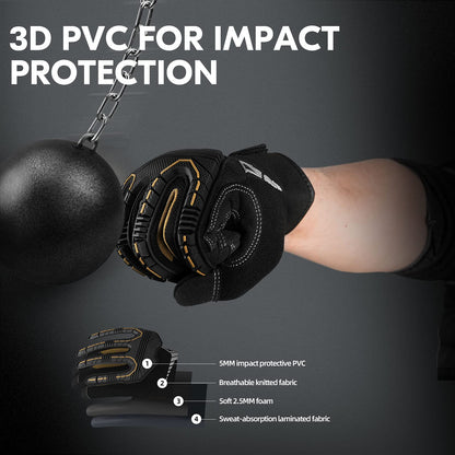 Vgo... Safety Work Gloves Touchscreen, Anti Impact Heavy Duty Gloves Antivibration for Warehouse Trucker Carpenters Fitter Moto, 1 pair