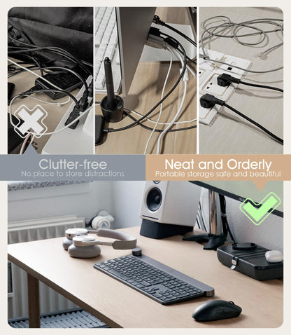 40Pcs Nearockle Reusable Cable Ties, Adjustable Silicone Cord Organizer Small Zip Ties for Charging Cords Earphone Computer Wire, Office Desk Cable Management Travel Accessories(White&Black)