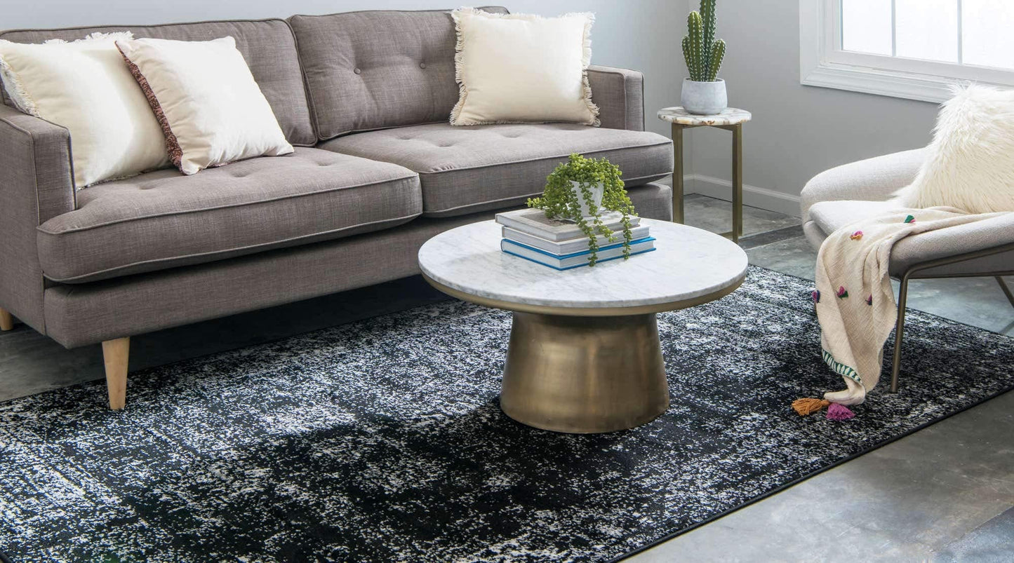 Unique Loom Sofia Collection Area Rug - Casino (5' 1" x 8' Rectangle, Black/ Ivory)