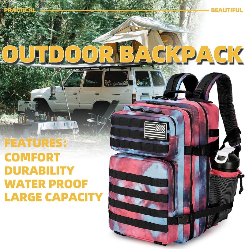 Tactical Backpack - 25L Military Assault Pack for Men & Women | Outdoor Travel Hiking Rucksack - Nebula Camo