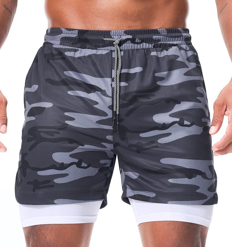Surenow 3 Pack Mens Athletic Gym Shorts Quick Dry Workout Lightweight Shorts 2 in 1 Running Shorts for Men with Pockets