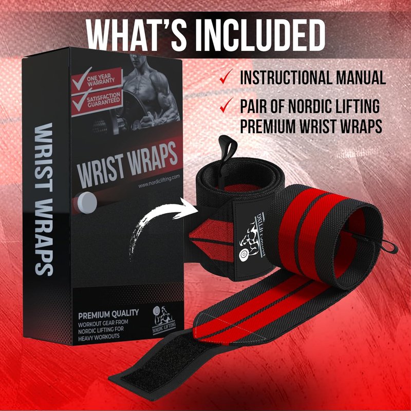 Nordic Lifting Wrist Wraps - Durable Weightlifting Support Straps with Thumb Loop | 1 Pair for Men & Women
