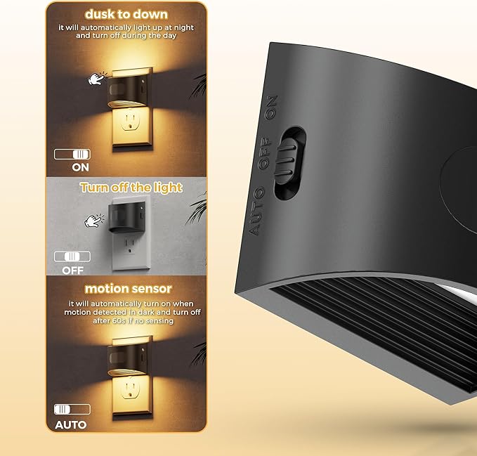L LOHAS LED Night Light with Motion Sensor & Dusk to Dawn Sensor, Night Lights Plug into Wall with 30-100lm Adjustable Brightness, Dimmable Night Light for Bathroom Hallway, 3000K Soft White, 2 Pack