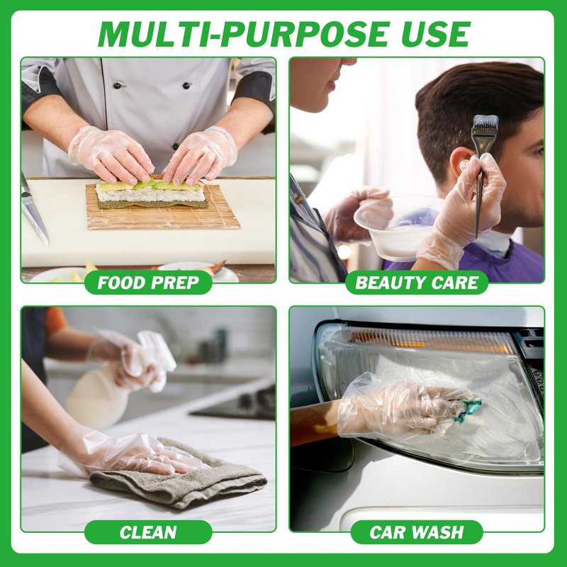 BYMORE 1200 Pcs Disposable Plastic Gloves Bulk, Clear Food Handling Service Gloves for Kitchen Food Prep Food Service Food Handling Cooking Cleaning, One Size Fits Most