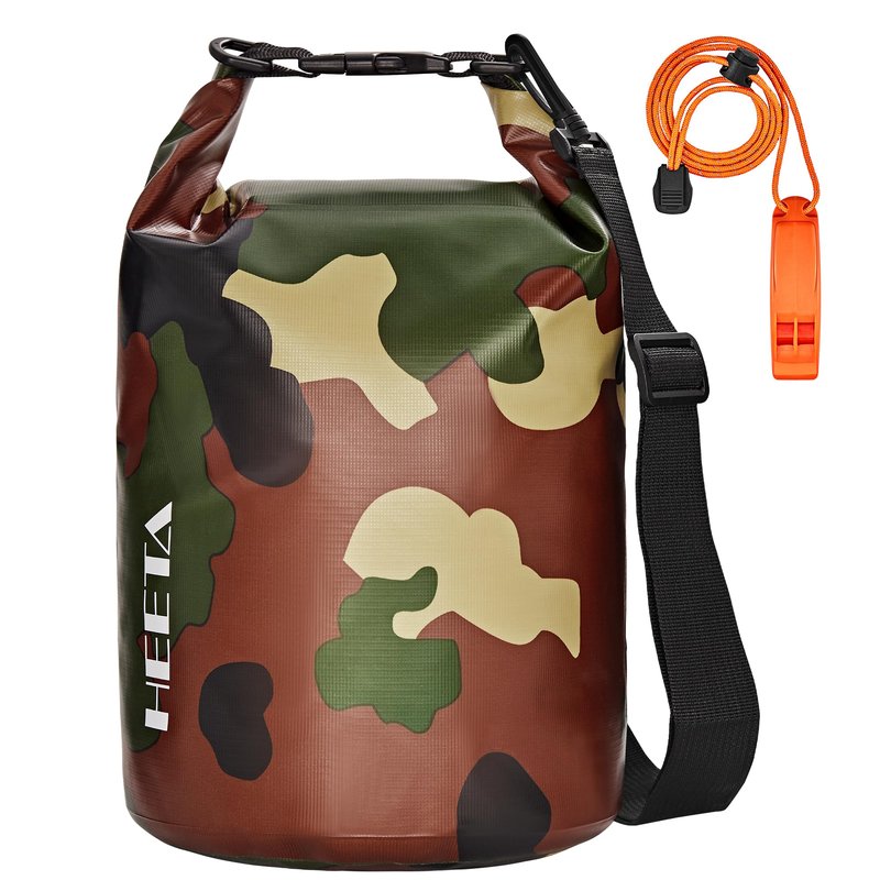HEETA Waterproof Dry Bag for Women Men, Roll Top Lightweight Dry Storage Bag Backpack with Emergency Whistle for Travel, Kayaking, Boating, Camping, Beach, Cruise Ship Essentials (New Camouflage, 10L)