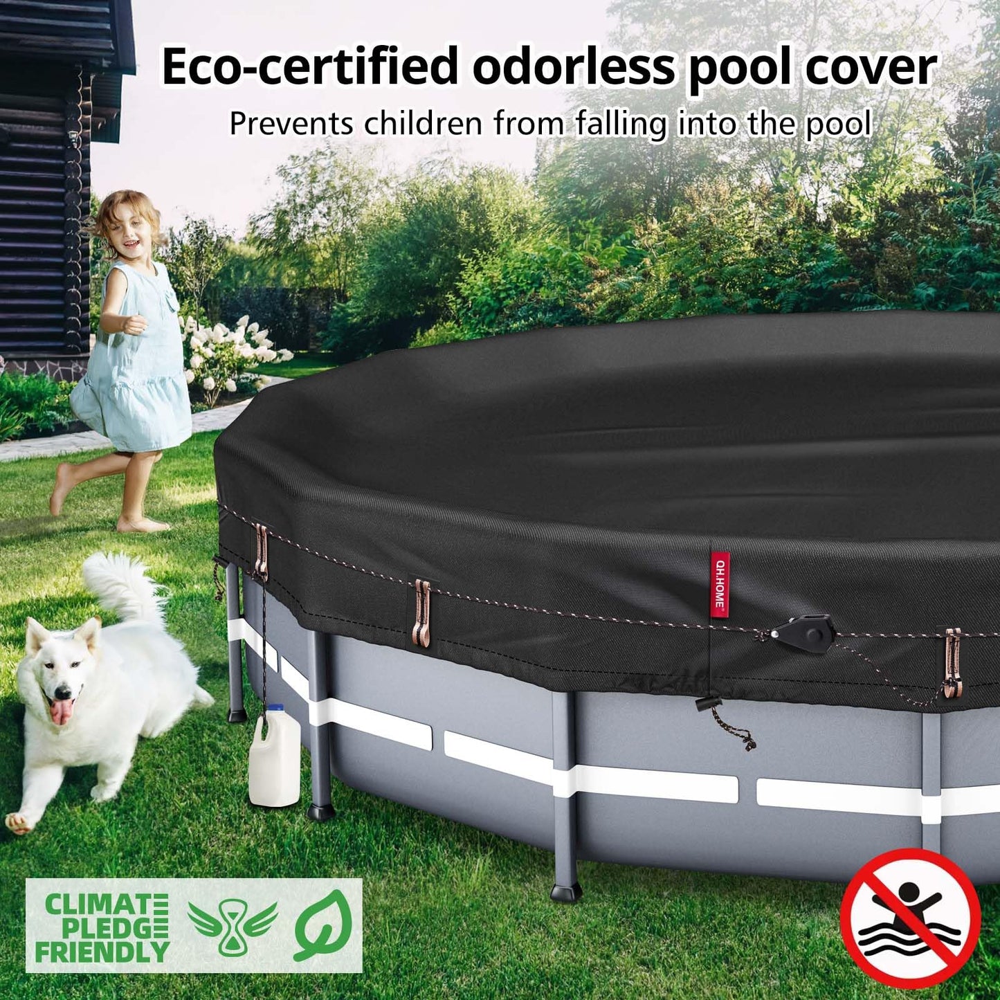 QH.HOME [2025 Upgraded Ultimate Windproof] 18 Ft Round Pool Cover with Fast Tightening Patented Ratchet,Solar Pool Cover for Above Ground Pools [Durable, Tear Resistant] with Weight-Bearing Rings