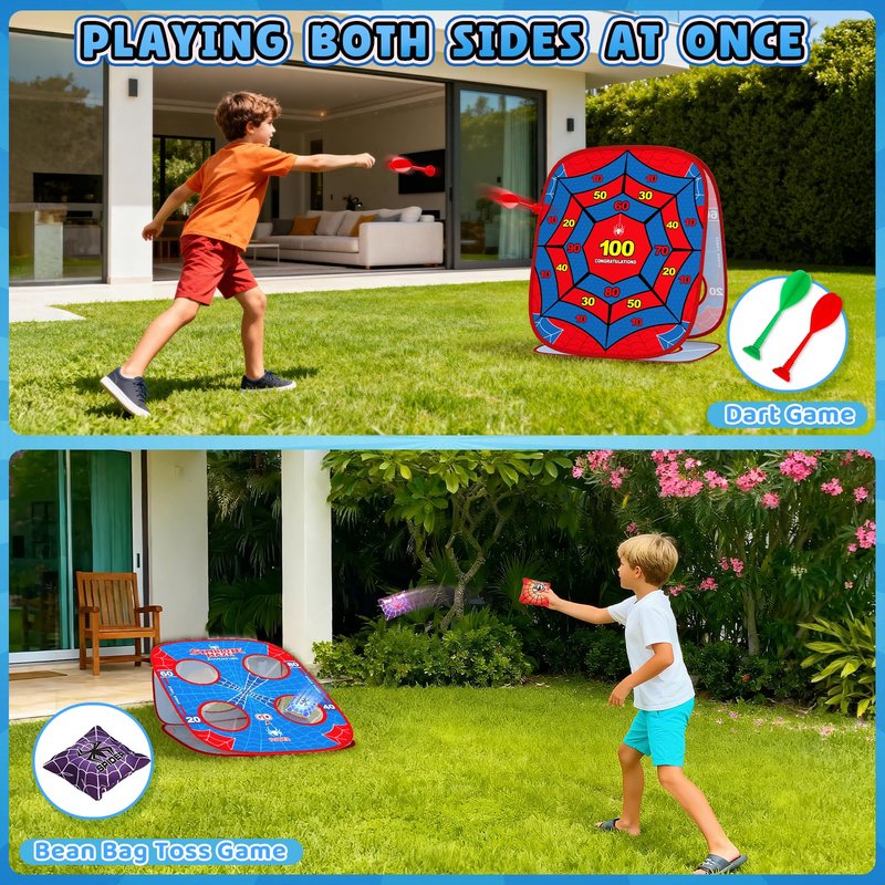 Spider Bean Bag Toss Game for Kids Age 4-8, Cornhole Board Outdoor Toys for Toddlers Party Carnival Outside Games Toy Christmas Birthday Gifts for Kid Boys Girls 3 4 5 6 7 8 9 Year Old