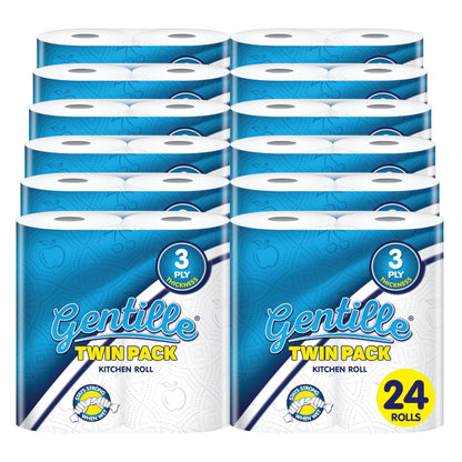 Gentille Twin Kitchen Roll | 3 Ply Thickness | Thick, Strong, Absorbent Paper | UK Made (24)