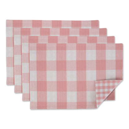 DII Gingham Check Tabletop Collection, Pink, Placemat Set