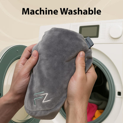 FLOWZOOM Air Inflatable Neck Pillow for Traveling on Plane - H-Shape Hooded Travel Pillow with 5 Snooze Modes, Fast Inflation, Pressure Control, Cozy Clip-On Hood & Plushy Cover - Size L, Silver Gray