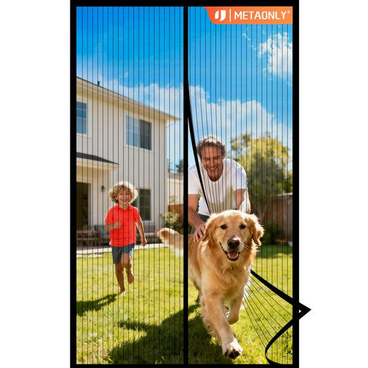 METAONLY Magnetic Screen Door Mesh, Works for Patio, Sliding Door, Keeps Bug Mosquito Out, Fresh Air Flow, Fits 36" x 82" Door - Curtain Size 38" x 83", Black