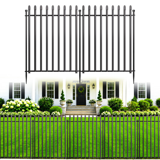 10 Panels No Dig Decorative Garden Fence, 32in(H)×22ft(L) Heavy-Duty Rustproof Metal Panels, Outdoor Dog Barrier for Yard & Patio, Landscape, Border| Portable Temporary Fencing
