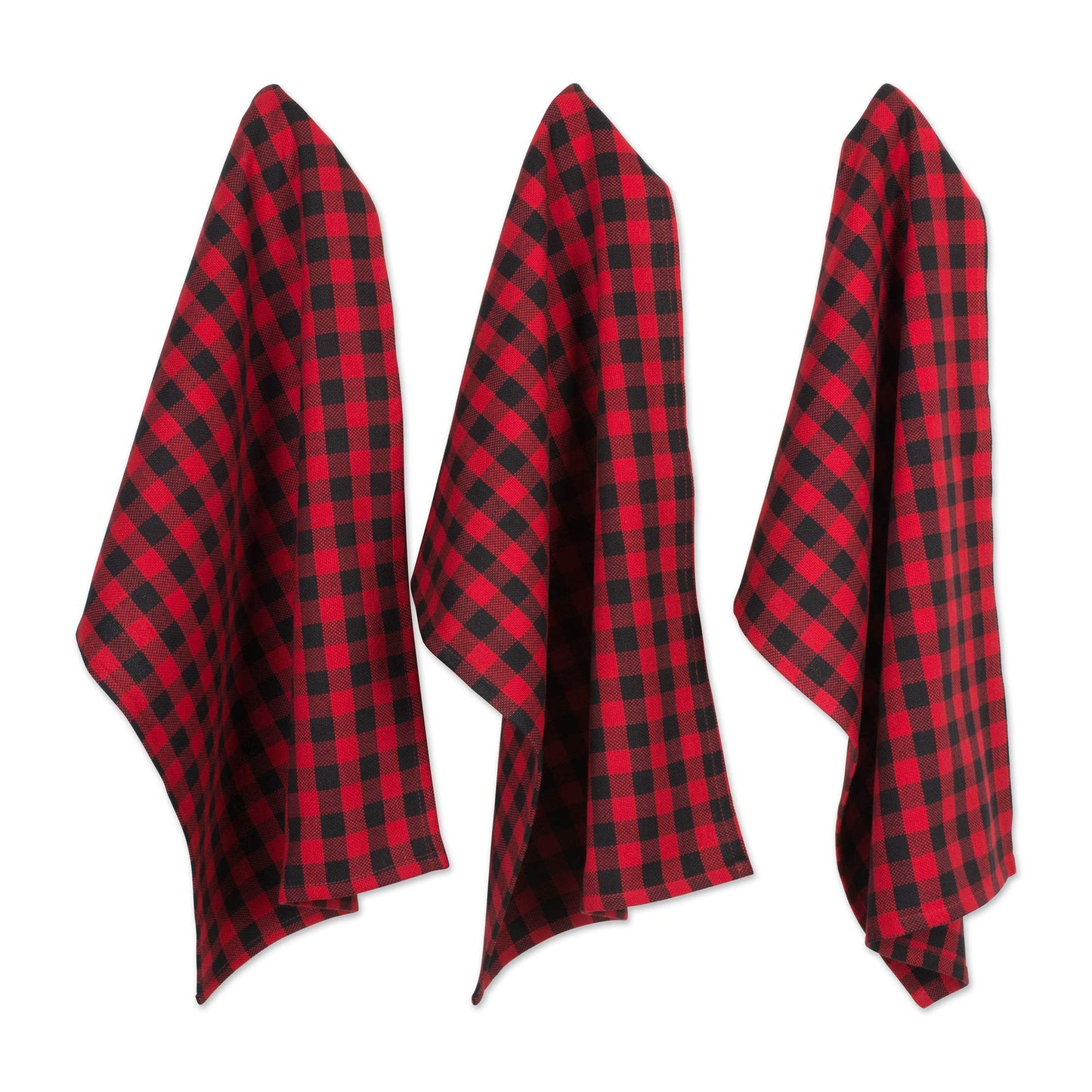 DII Buffalo Check Kitchen Collection, Classic Farmhouse Dishtowel Set, 18x28, Red & Black, 6 Piece