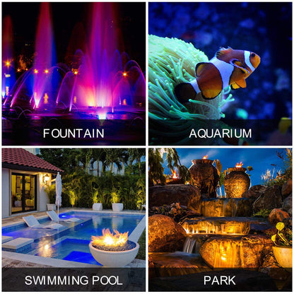 Lychee Waterproof Underwater Spot Lights,Remote Control Amphibious Change Color Submersible Lights for Garden Pond Aquarium Courtyard Swimming Pool Fountain Fish Tank (Set of 4)