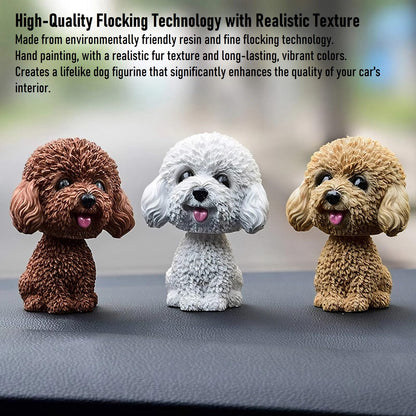 Fontee Nodding Dog Doll - Cute Ornament With Shaking Bobble Head for Car Dashboard, Home, Desk Decoration - Creative Gift (Teddy)