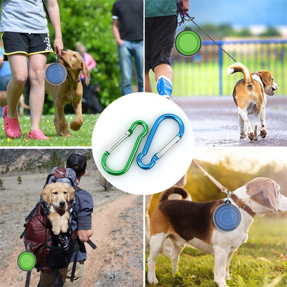 Collapsible Dog Bowl,2 Pack Portable and Foldable Pet Travel Bowls Collapsable Dog Water Feeding Bowls Dish for Dogs Cats and Small Animals,with Lids (Small, Blue+Green)