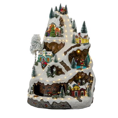 Alpine Corporation 18"H Indoor Animated Winter Wonderland Christmas Tabletop Decor with and Warm White LED Lights and Music, Holiday Display
