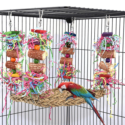 GingerUPer Parrot Toys, Cockatiel toys, Budgie toys, Bird Swing Chewing Toy for Conures, Cockatiel, African Grey Parrot, Cockatoos (Red)